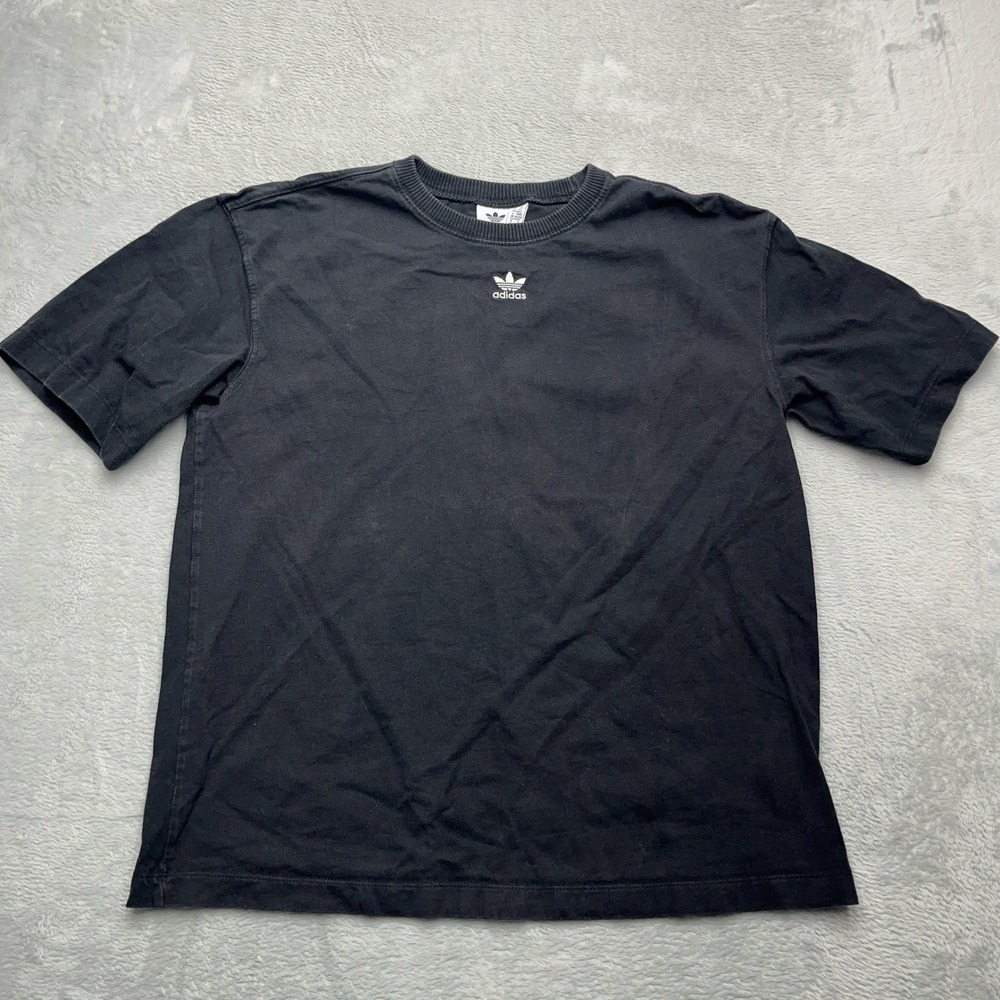 Adidas Originals Trefoil Logo T Shirt Mens XS Black Knit Crew Neck Everyday Wear